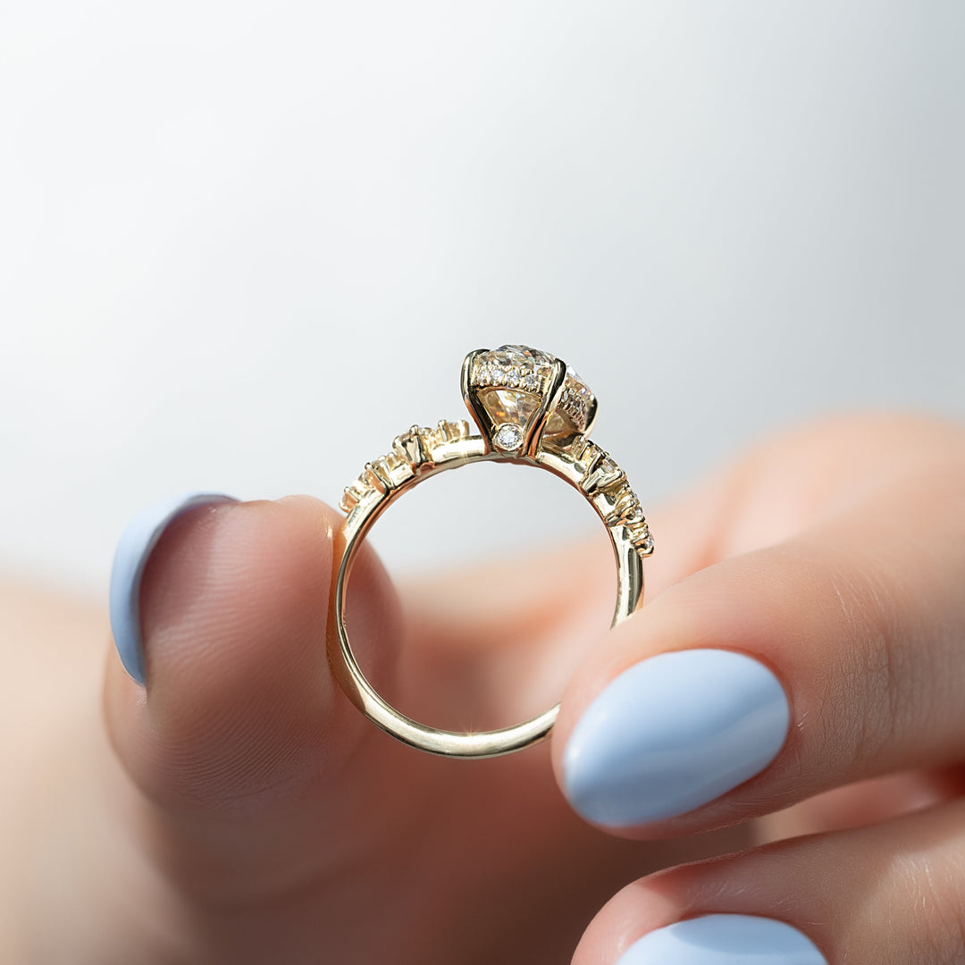 The Mona Oval Lab Diamond Moissanite Engagement Ring