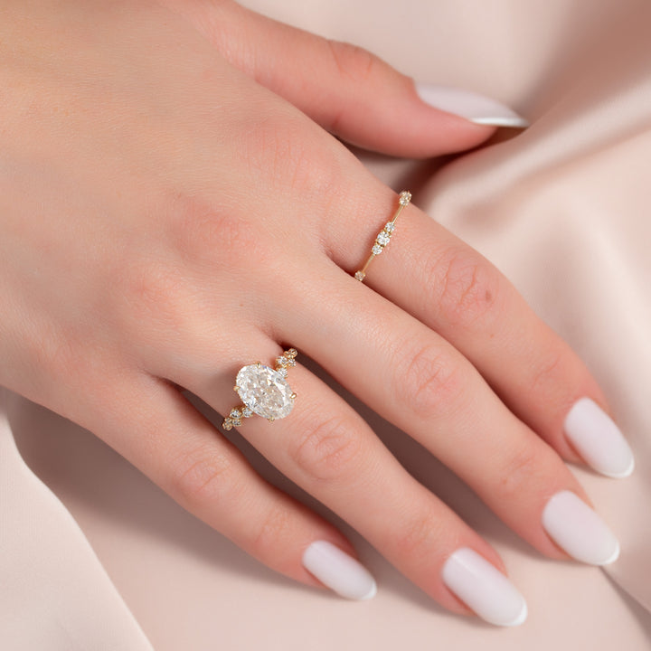 The Mona Oval Lab Diamond Moissanite Engagement Ring *Shown with 3 ct #material_gold