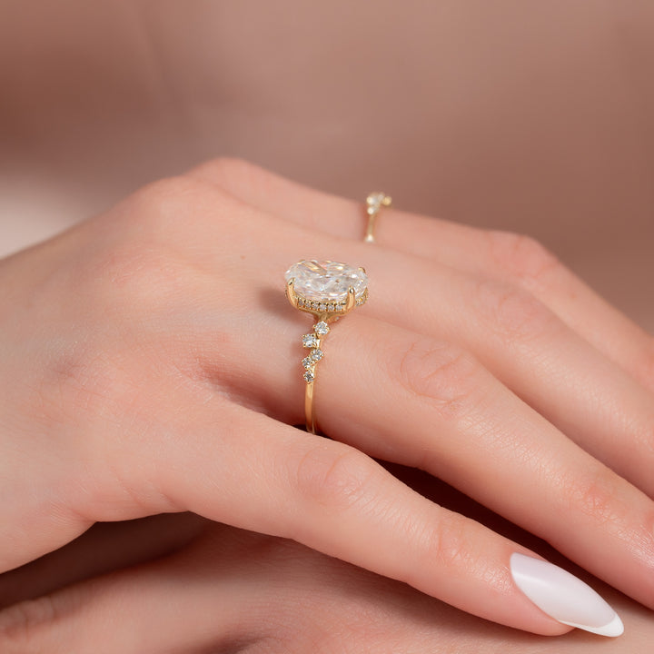 The Mona Oval Lab Diamond Moissanite Engagement Ring *Shown with 3 ct #material_gold