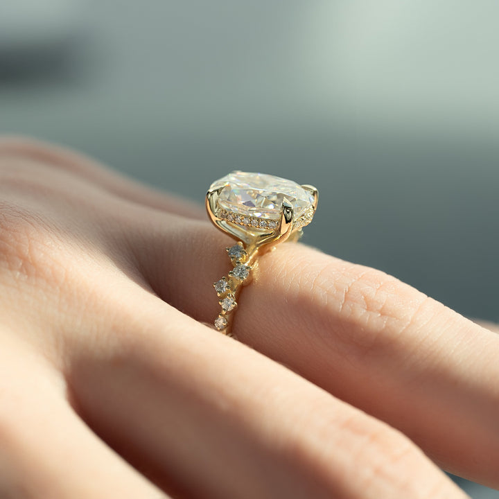 The Mona Oval Lab Diamond Moissanite Engagement Ring *Shown with 4 ct #material_gold
