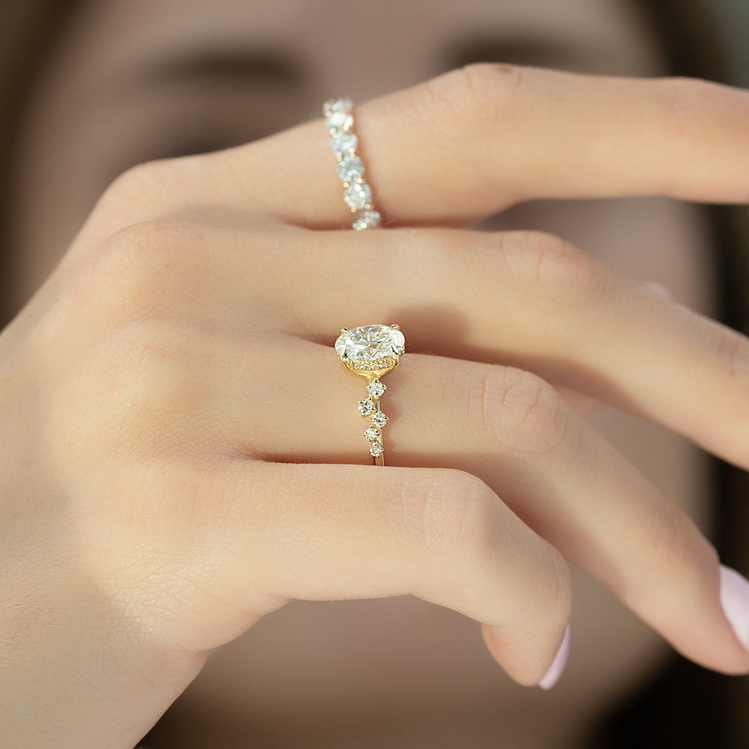 The Mona Oval Lab Diamond Moissanite Engagement Ring