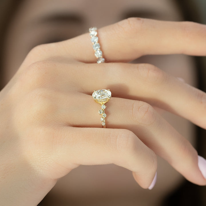 The Mona Oval Lab Diamond Moissanite Engagement Ring *Shown with 1 ct #material_gold
