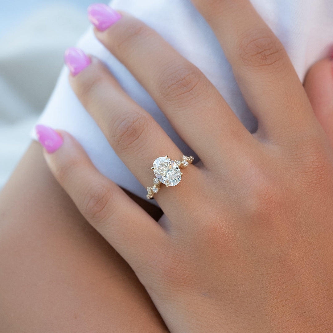 The Mona Oval Lab Diamond Moissanite Engagement Ring