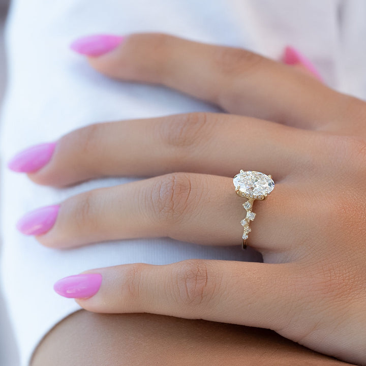 The Mona Oval Lab Diamond Moissanite Engagement Ring *Shown with 2.5 ct #material_gold