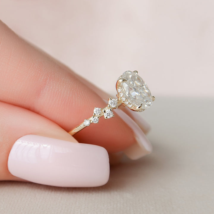 The Mona Oval Lab Diamond Moissanite Engagement Ring *Shown with 1.5 ct #material_gold
