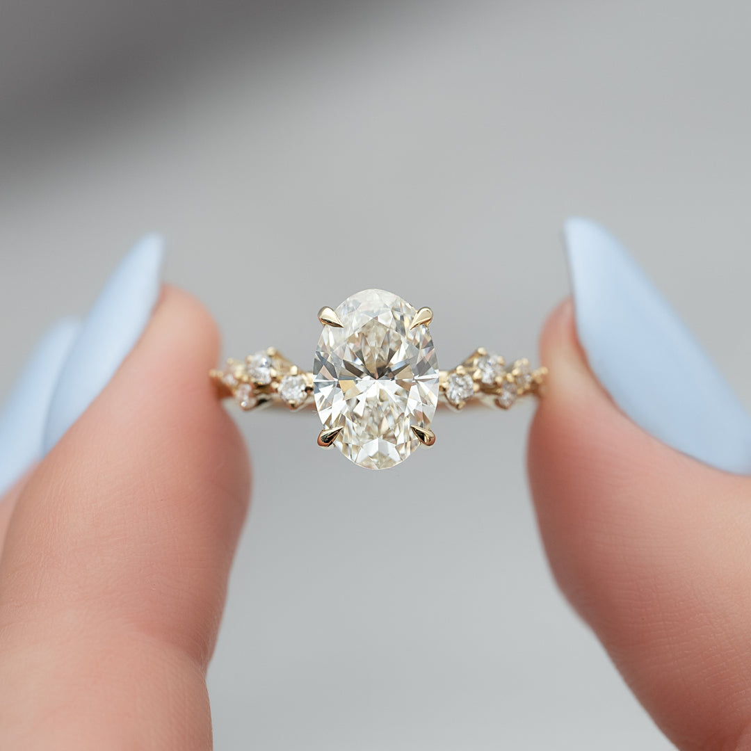 The Mona Oval Lab Diamond Moissanite Engagement Ring