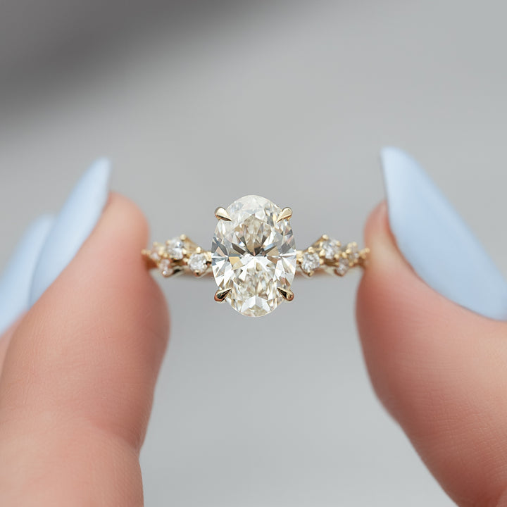 The Mona Oval Lab Diamond Moissanite Engagement Ring *Shown with 2 ct #material_gold