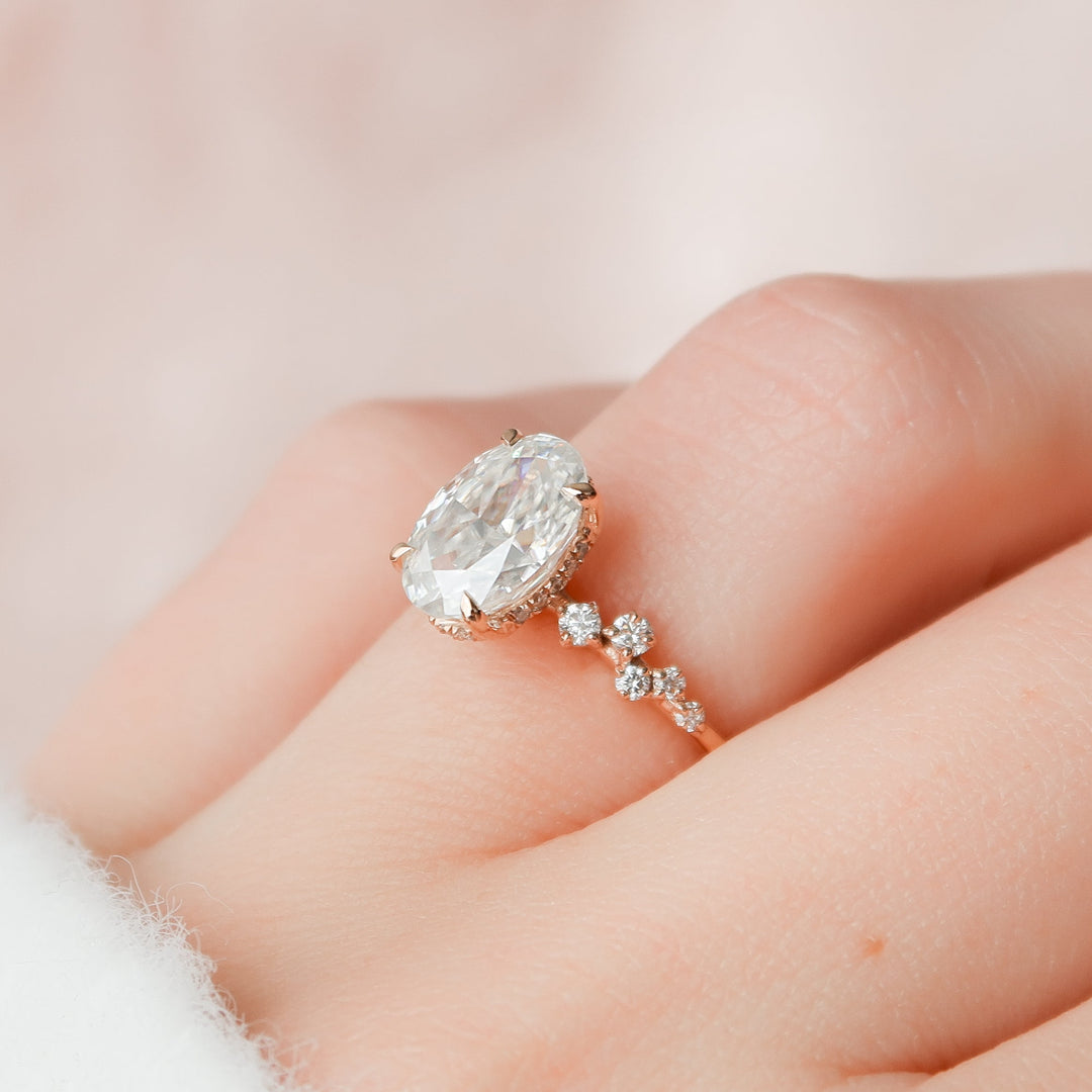 The Mona Oval Lab Diamond Moissanite Engagement Ring
