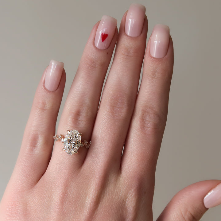 The Mona Oval Lab Diamond Moissanite Engagement Ring *Shown with 3.5 ct #material_rose