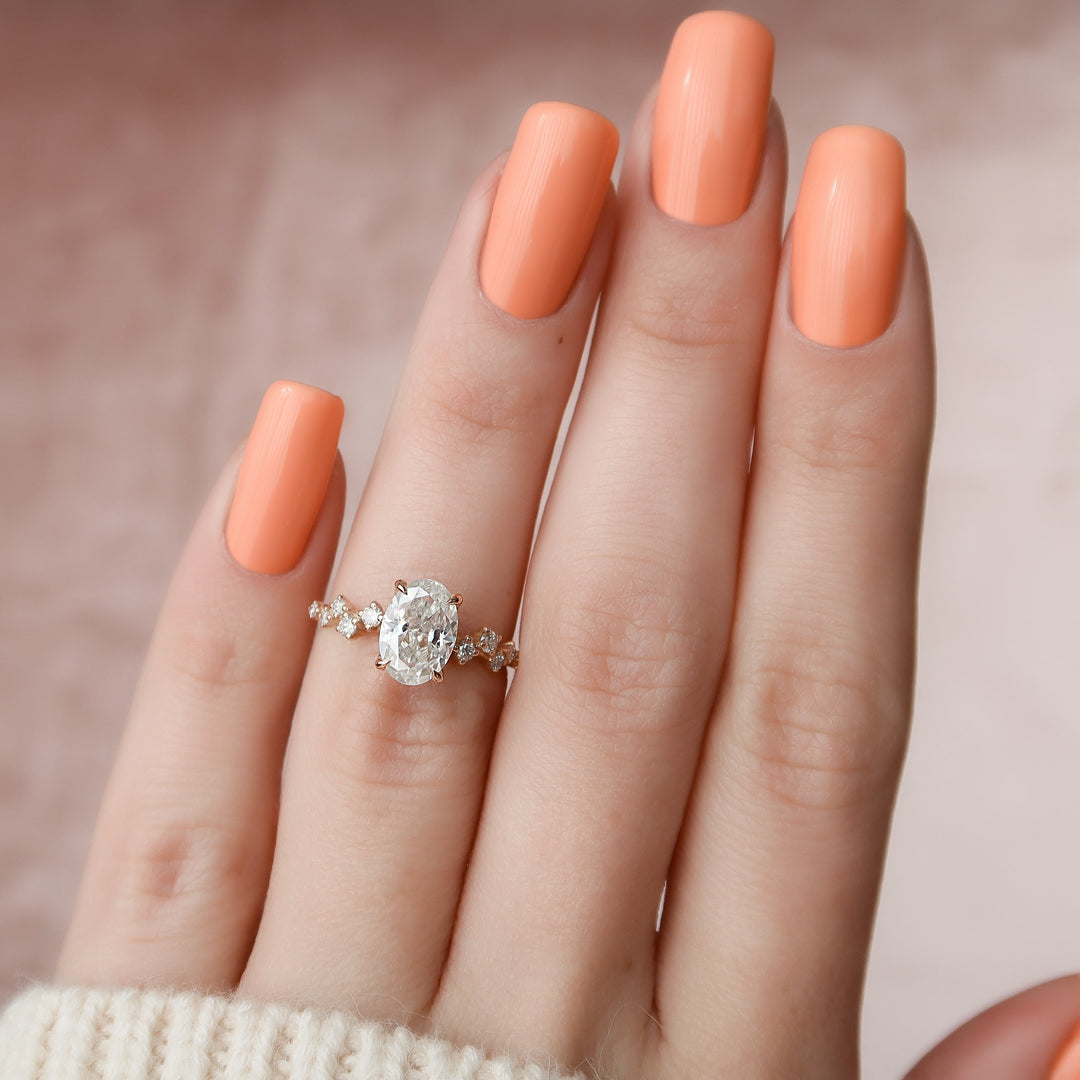 The Mona Oval Lab Diamond Moissanite Engagement Ring