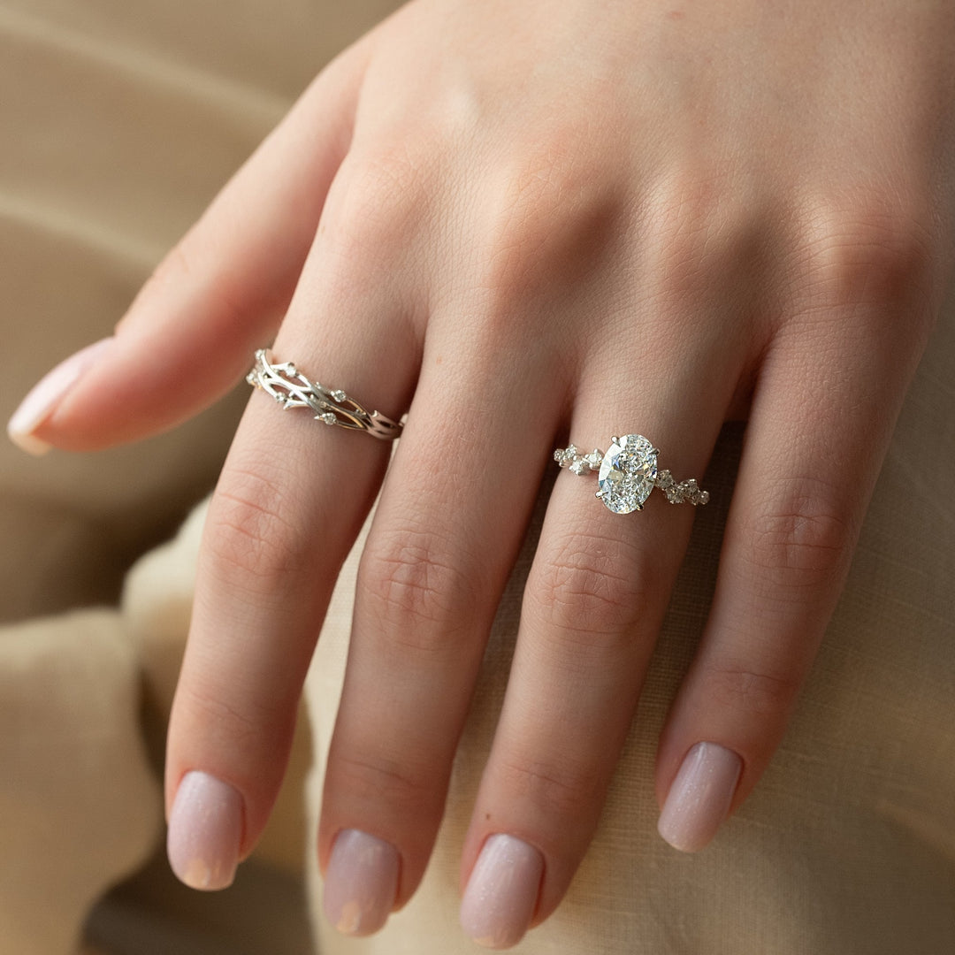 The Mona Oval Lab Diamond Moissanite Engagement Ring