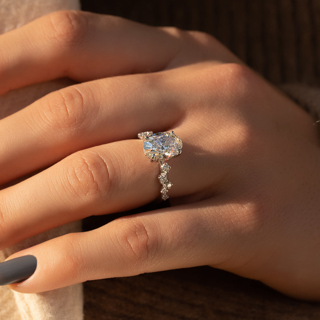 The Mona Oval Lab Diamond Moissanite Engagement Ring