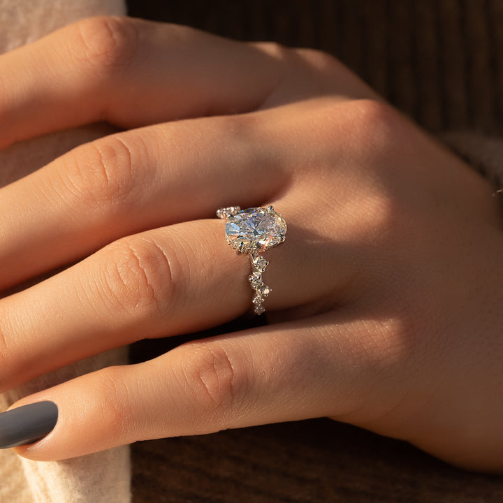 The Mona Oval Lab Diamond Moissanite Engagement Ring *Shown with 2.5 ct #material_white