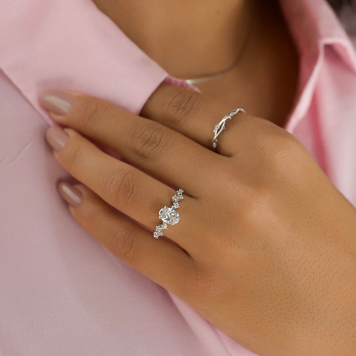 The Mona Oval Lab Diamond Moissanite Engagement Ring *Shown with 1 ct #material_white