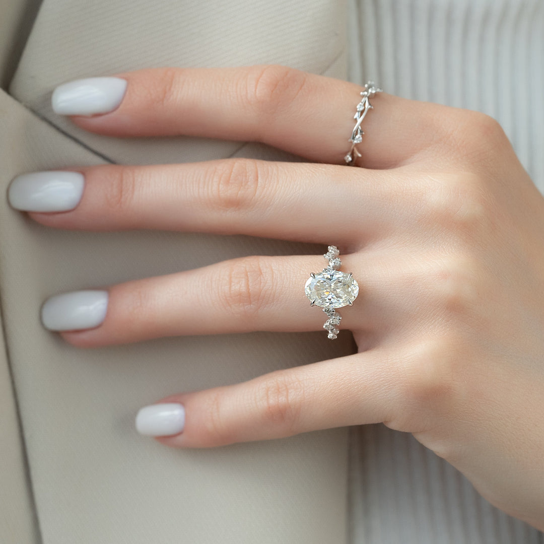 The Mona Oval Lab Diamond Moissanite Engagement Ring