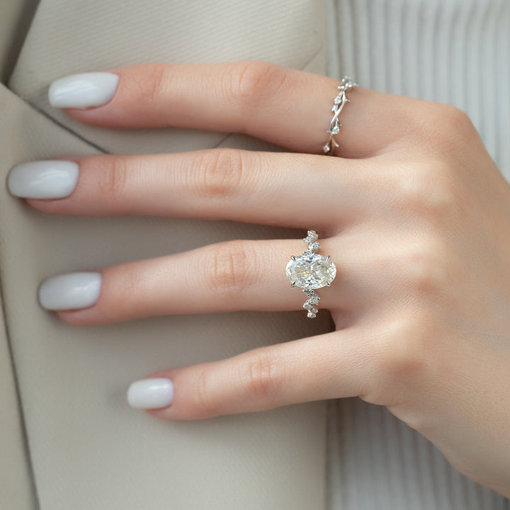 The Mona Oval Lab Diamond Moissanite Engagement Ring *Shown with 3 ct #material_white
