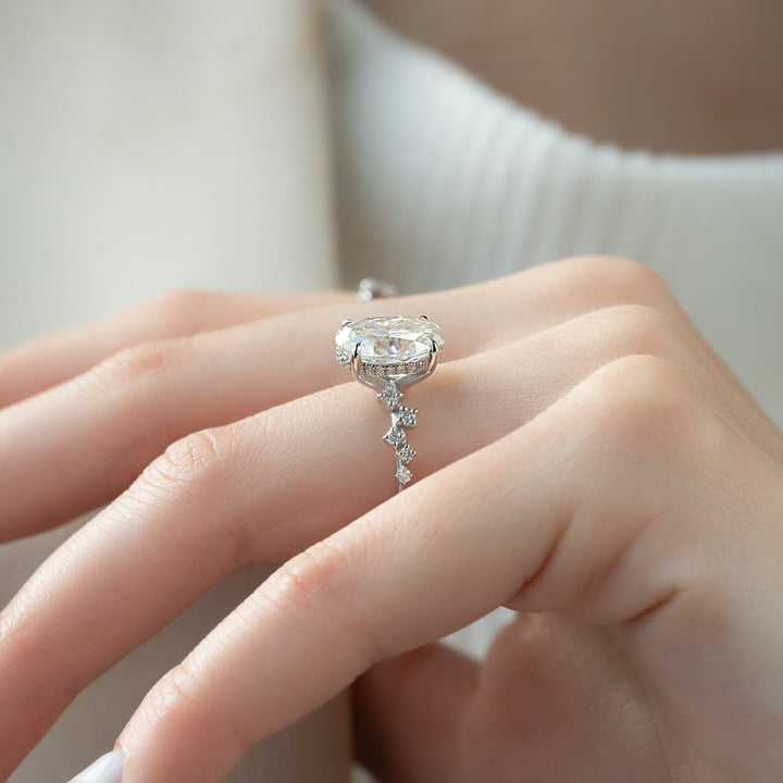 The Mona Oval Lab Diamond Moissanite Engagement Ring *Shown with 3 ct #material_white