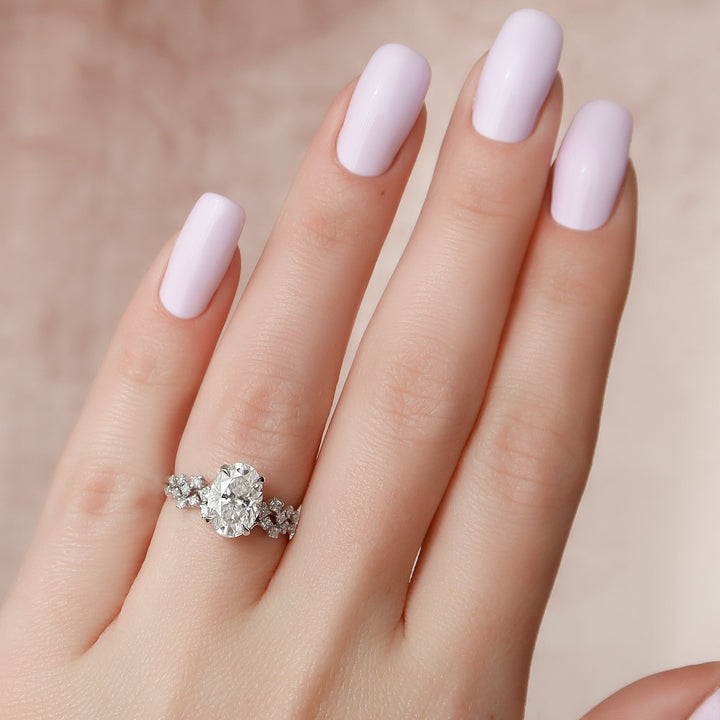 The Mona Oval Lab Diamond Moissanite Engagement Ring *Shown with 2 ct #material_white