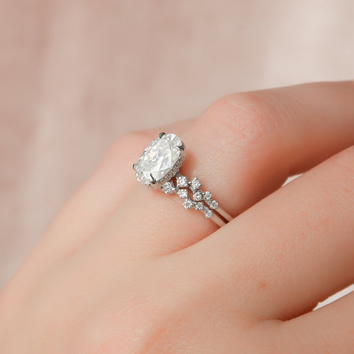 The Mona Oval Lab Diamond Moissanite Engagement Ring *Shown with 2 ct #material_white