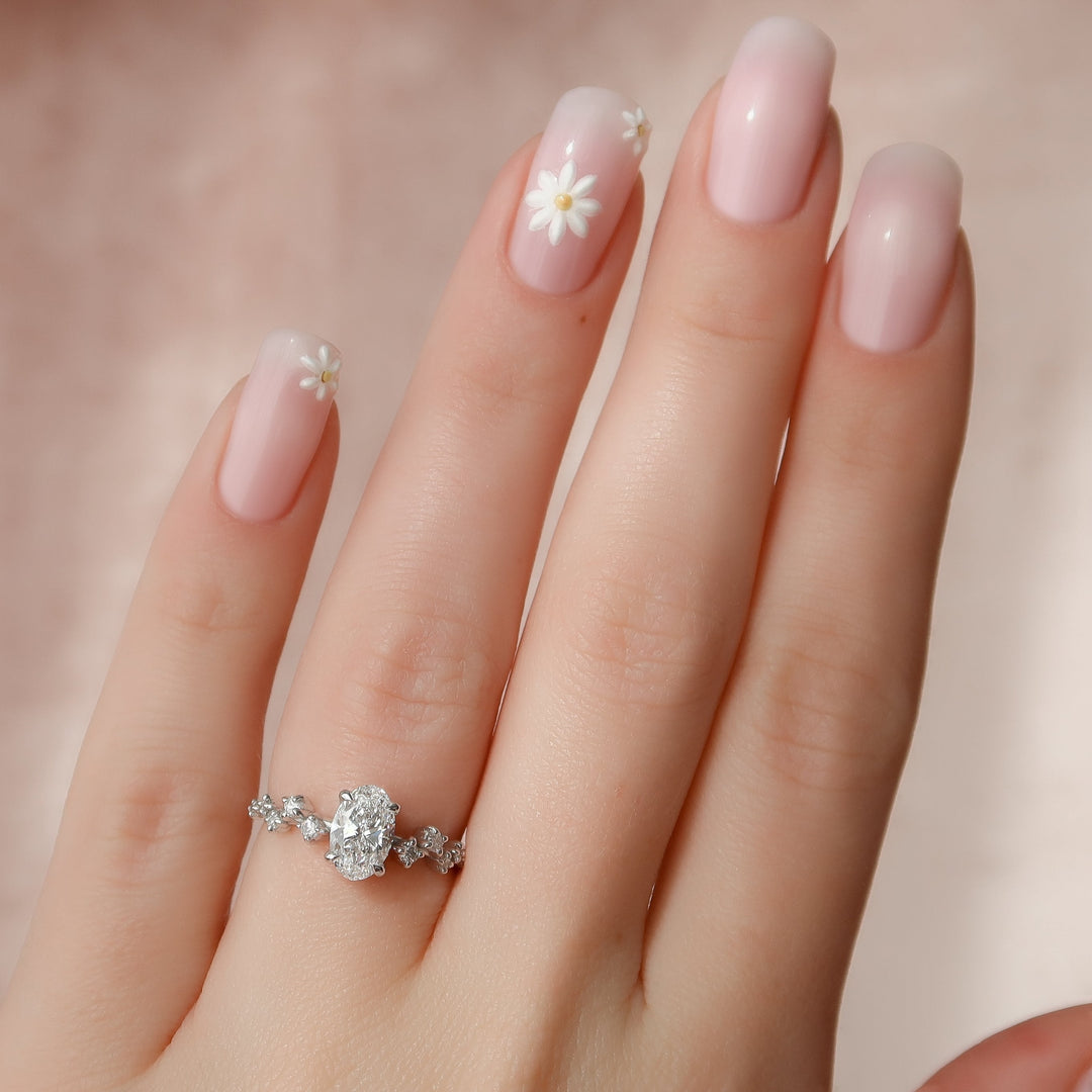 The Mona Oval Lab Diamond Moissanite Engagement Ring