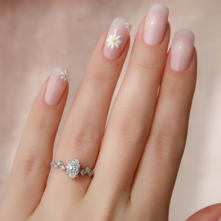 The Mona Oval Lab Diamond Moissanite Engagement Ring *Shown with 1 ct #material_white