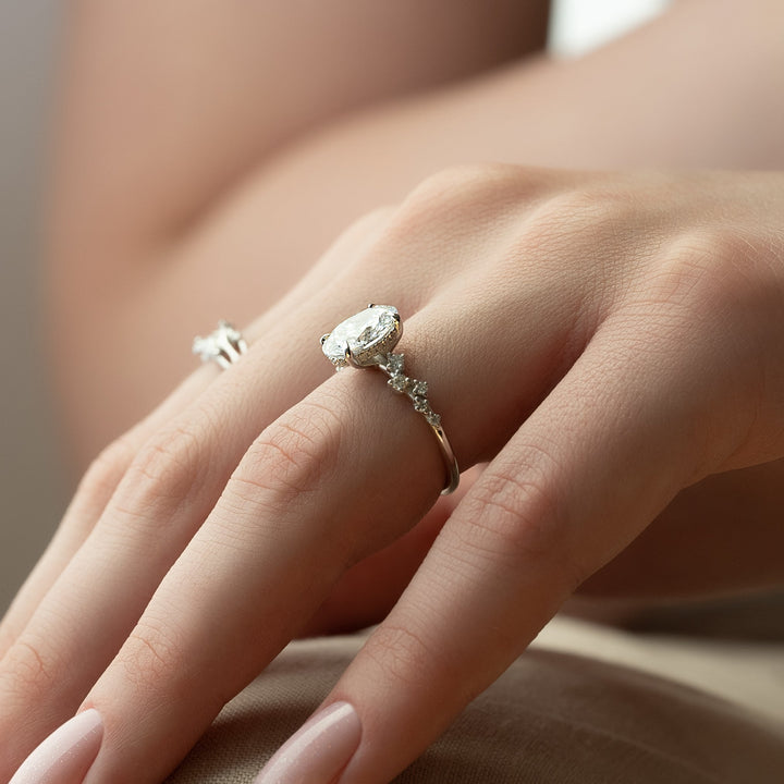 The Mona Oval Lab Diamond Moissanite Engagement Ring *Shown with 2 ct #material_white