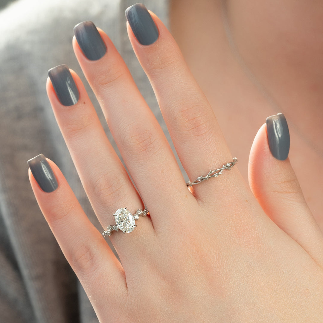 The Mona Oval Lab Diamond Moissanite Engagement Ring