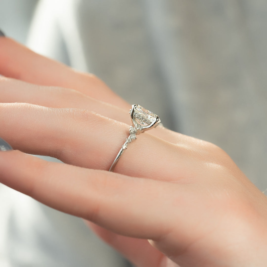 The Mona Oval Lab Diamond Moissanite Engagement Ring