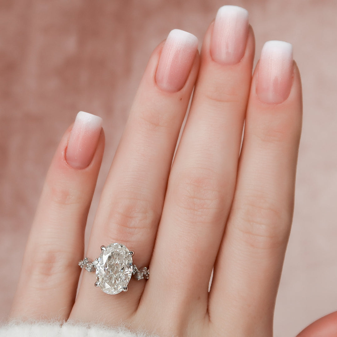 The Mona Oval Lab Diamond Moissanite Engagement Ring