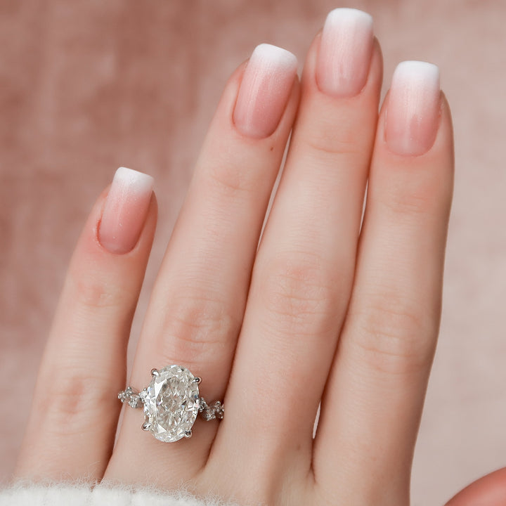 The Mona Oval Lab Diamond Moissanite Engagement Ring *Shown with 5 ct #material_white