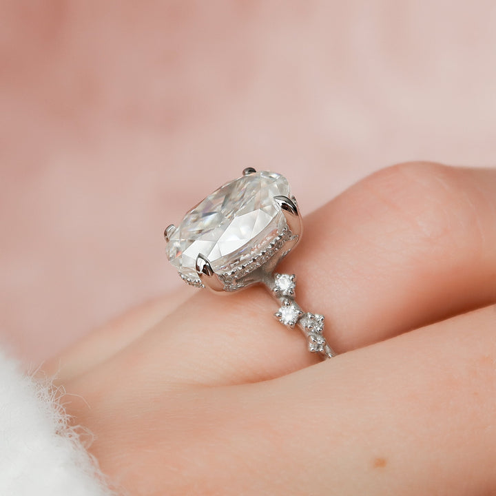 The Mona Oval Lab Diamond Moissanite Engagement Ring *Shown with 5 ct #material_white
