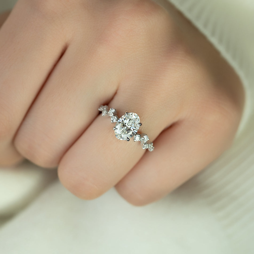 The Mona Oval Lab Diamond Moissanite Engagement Ring