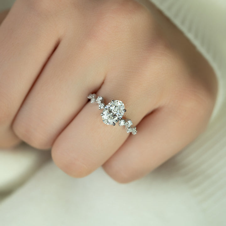 The Mona Oval Lab Diamond Moissanite Engagement Ring *Shown with 1.5 ct #material_white