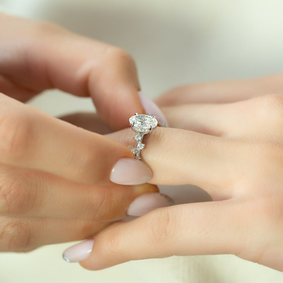 The Mona Oval Lab Diamond Moissanite Engagement Ring
