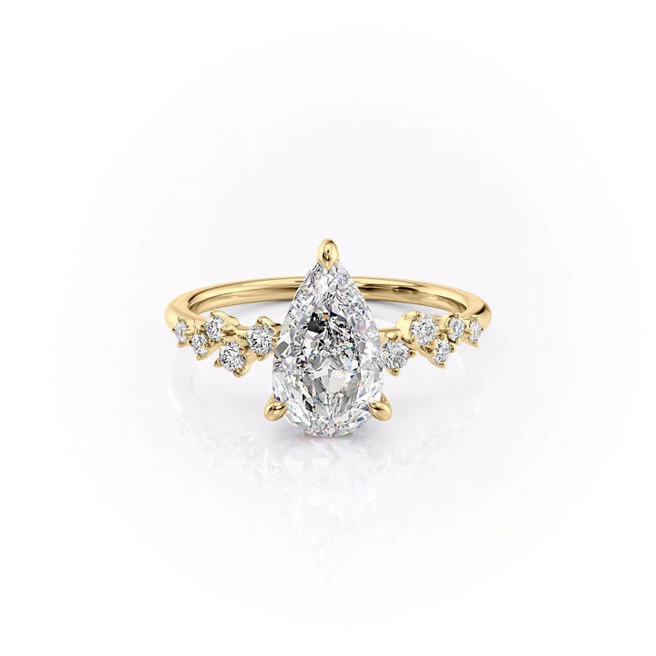 The Mona Set With Pear Side Stone Lab Diamond 1 Carat 14K Gold#material_14k-gold