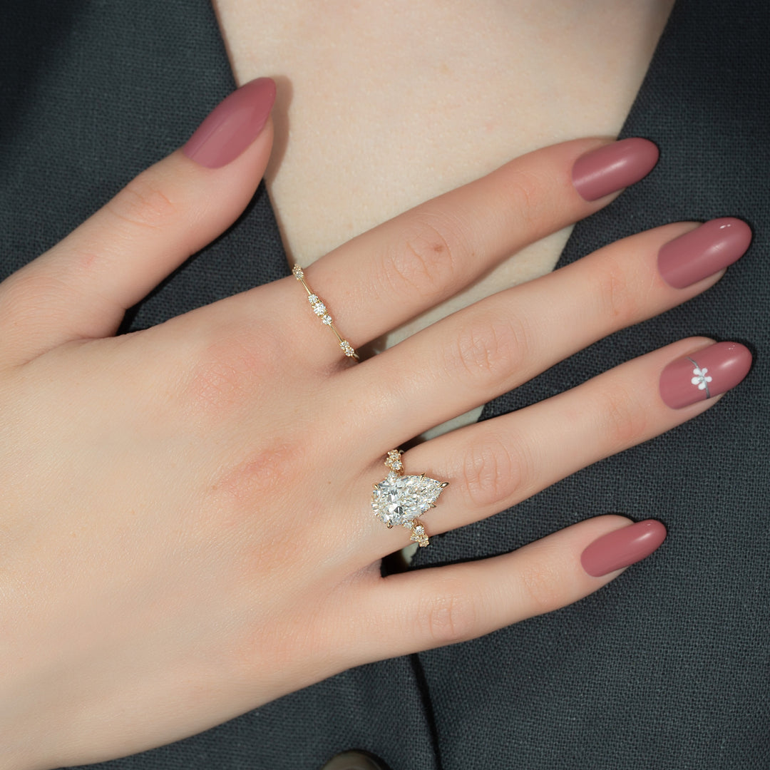 The Mona Pear Lab Diamond Moissanite Engagement Ring