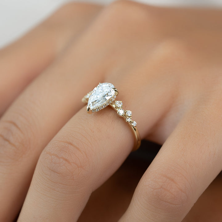 The Mona Pear Lab Diamond Moissanite Engagement Ring *Shown with 1 ct #material_gold
