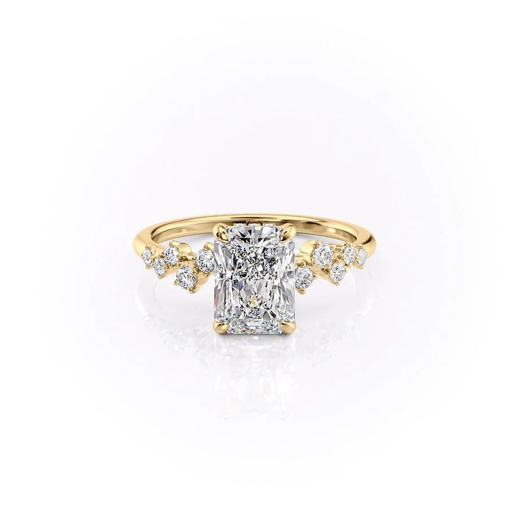 The Mona Set With Radiant Side Stone Lab Diamond 1 Carat 14K Gold#material_14k-gold