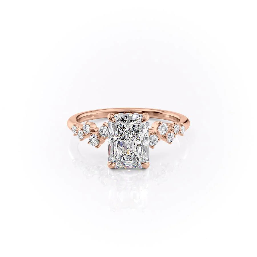 The Mona Set With Radiant Side Stone Moissanite#material_14k-rose