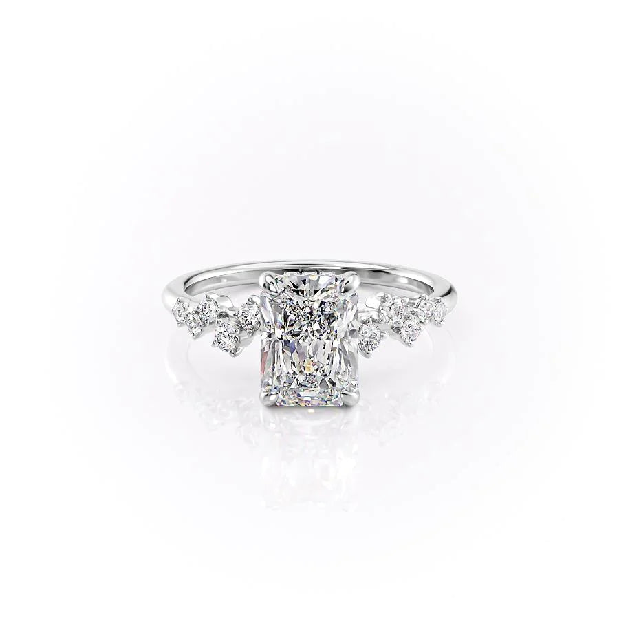 The Mona Set With Radiant Side Stone Moissanite#material_14k-white