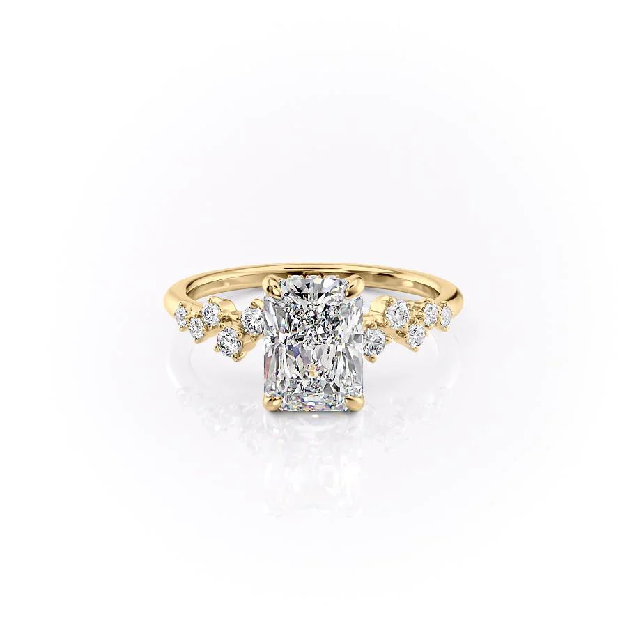 The Mona Set With Radiant Side Stone Lab Diamond 1 Carat 18K Gold#material_18k-gold