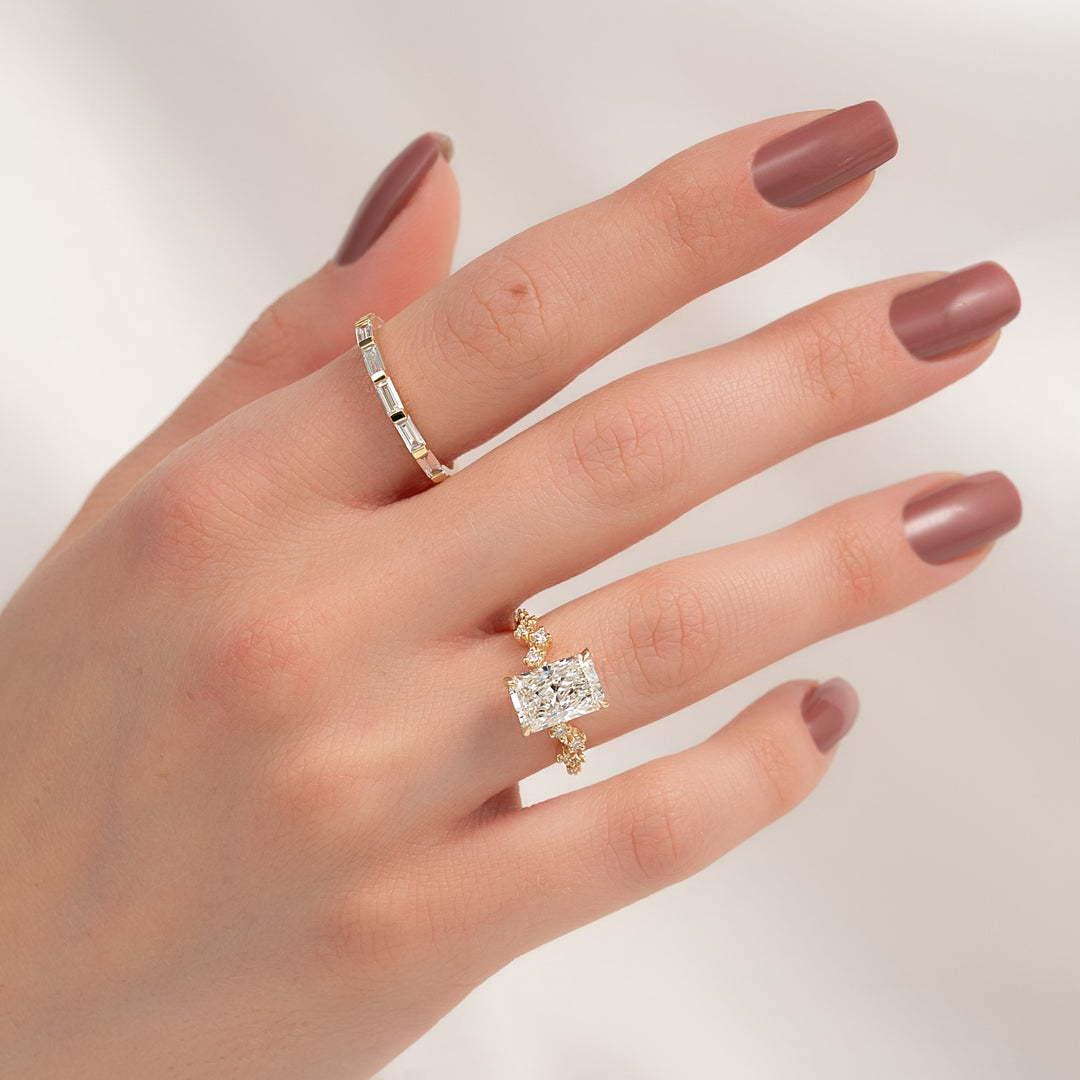 The Mona Radiant Lab Diamond Moissanite Engagement Ring