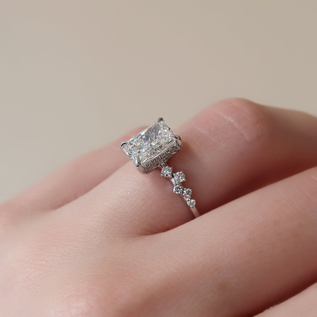 The Mona Radiant Lab Diamond Moissanite Engagement Ring