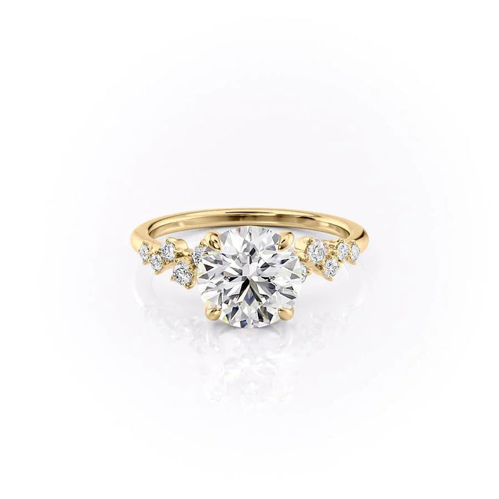 The Mona Set With Round Side Stone Lab Diamond 1 Carat 14K Gold#material_14k-gold