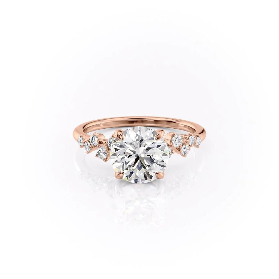 The Mona Set With Round Side Stone Lab Diamond 1 Carat 14K Rose#material_14k-rose