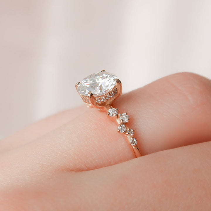 The Mona Set With Round Side Stone Lab Diamond 1 Carat 14K Rose#material_14k-rose