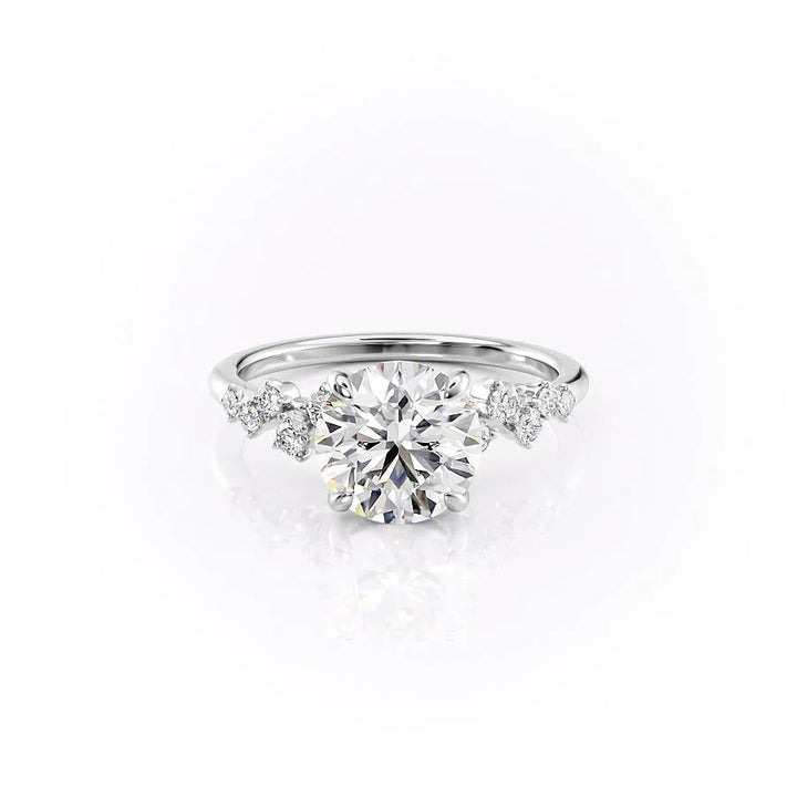 The Mona Set With Round Side Stone Lab Diamond 1 Carat 14K White#material_14k-white