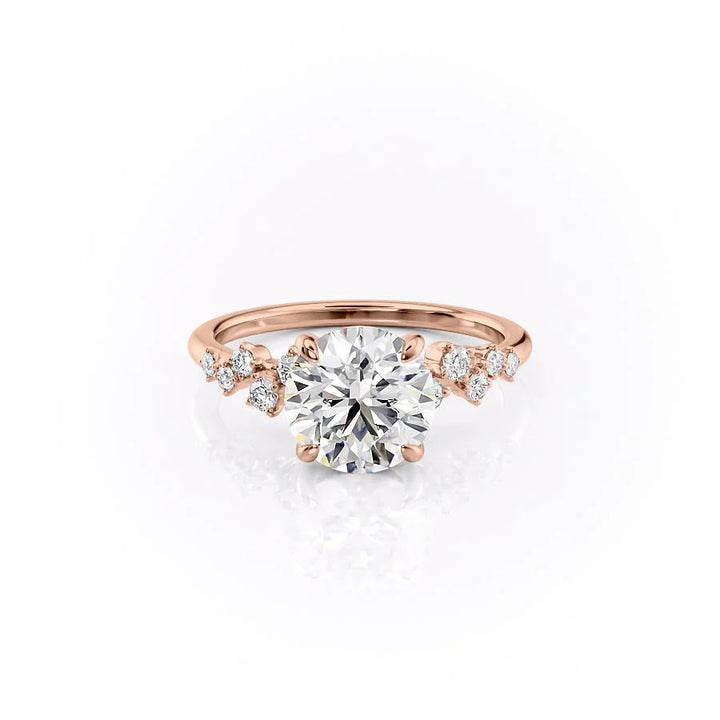 The Mona Set With Round Side Stone Lab Diamond 1 Carat 18K Rose#material_18k-rose