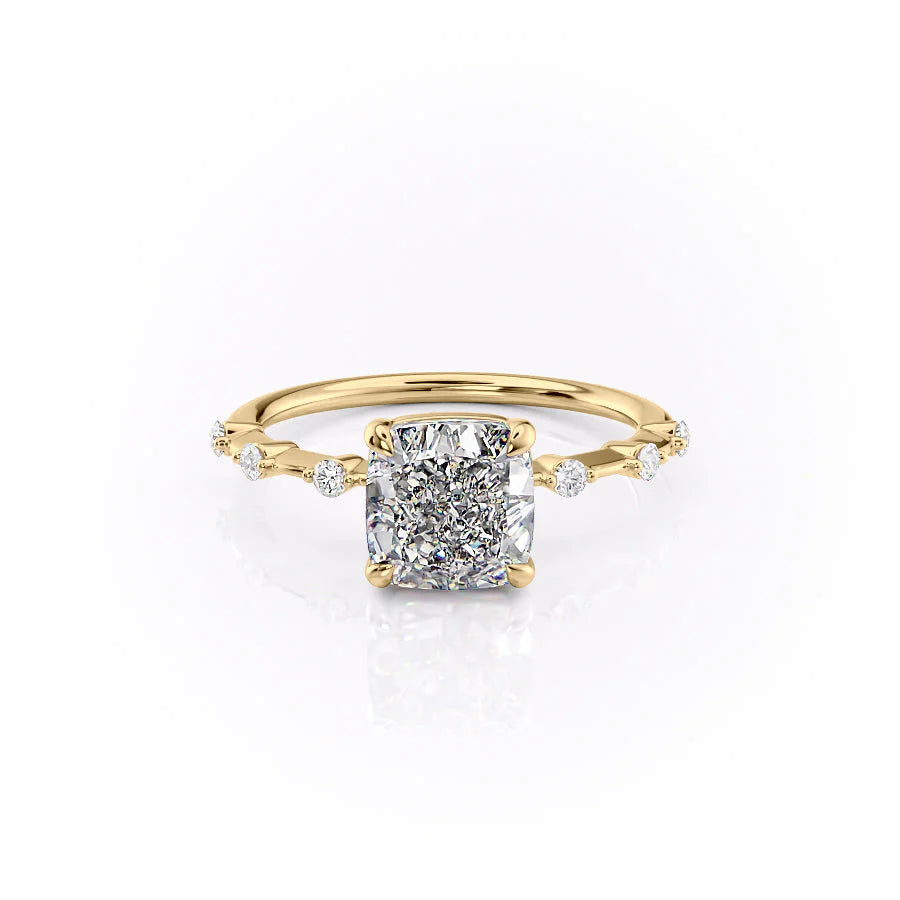 The Morgan Set With Cushion Solitaire Lab Diamond 1 Carat 14K Gold#material_14k-gold