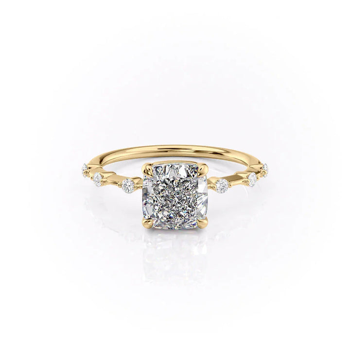 The Morgan Set With Cushion Solitaire Lab Diamond 1 Carat 14K Gold#material_14k-gold